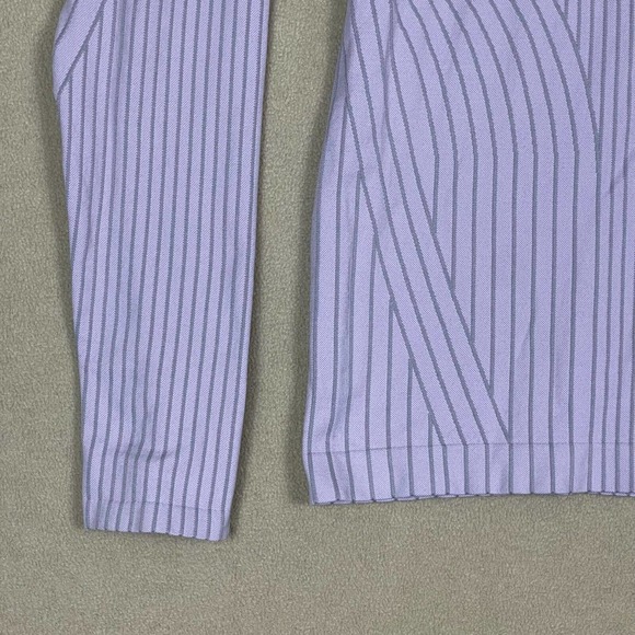 Athleta Long Sleeve Athletic Shirt Womens L Purple Striped Mock Neck Stretch - Picture 3 of 10